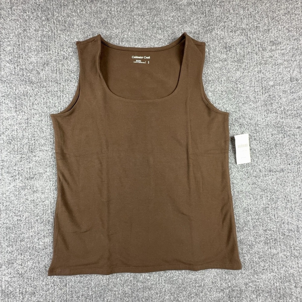 Coldwater Creek Tank Top Womens Small Brown Four Season Scoop Neck Basic Stretch